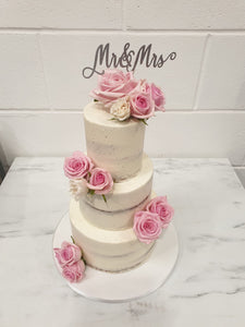 3 Tier semi naked Wedding Cake