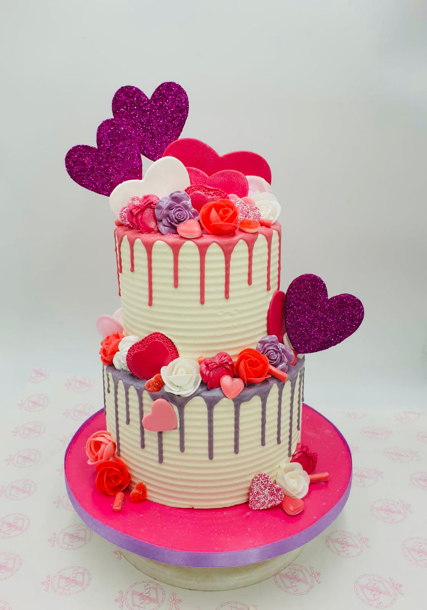 Love & Hearts Tiered Cake – Zara Cakes