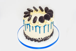 Vegan Oreos Blue & White Explosion Drip Cake